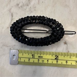 Black oval crystal barrette - beautiful!